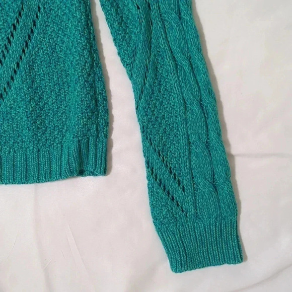 AEO Open Cable Knit Sweater, Color Aquamarine Size XL - Picture 7 of 12